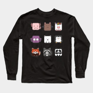 Cute Square Animal Collection Long Sleeve T-Shirt